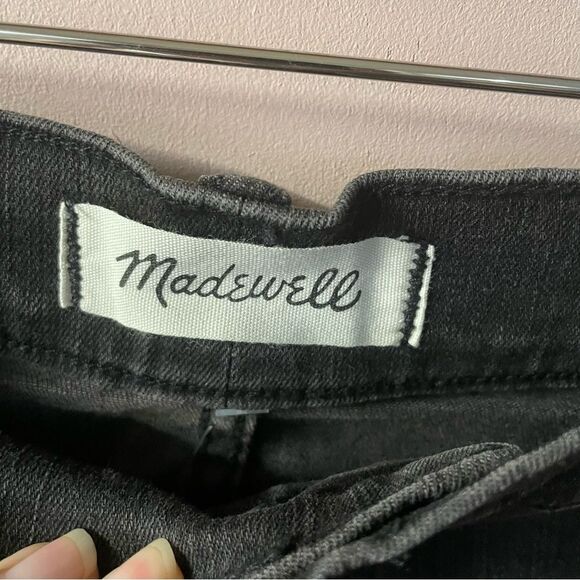 Madewell Black Wash Raw Hem Button-Fly 9” High-Rise Skinny Jeans Size 37P NWT - Picture 13 of 14